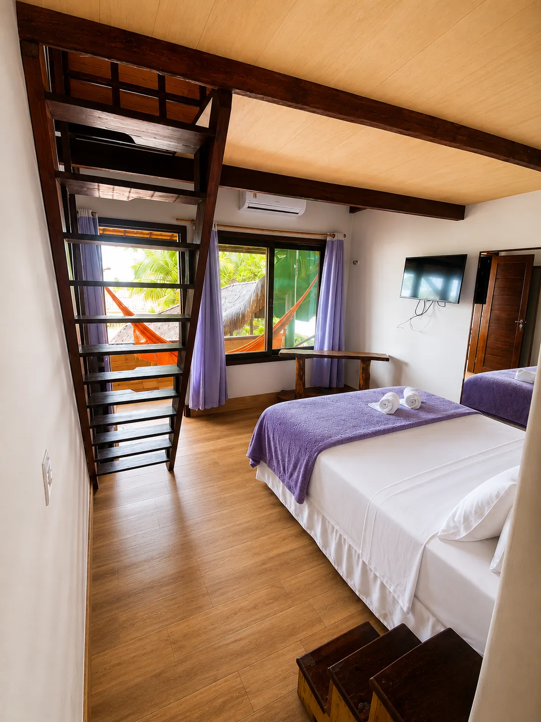 Quarto da Suíte Executiva Superior Mezanino da Pousada Aconchego Genipabu